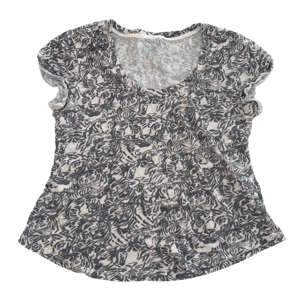 Pilcro by Anthropologie Tiger Print Scoop Neck Short Sleeve Cotton Tee- Small